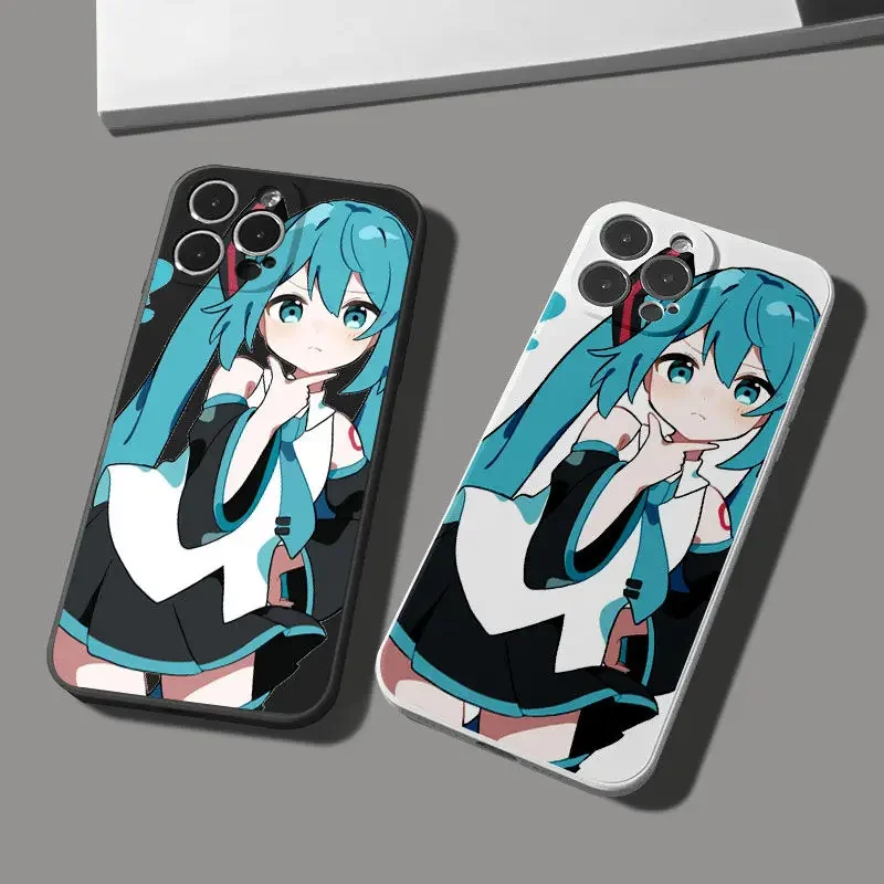 Hatsune ميكو Kawaii الهاتف حالات آيفون 14 برو ماكس 13 12 11 XR X XS ماكس 7 8 زائد سيليكون حالات أنيمي لطيف الهاتف الغطاء الخلفي