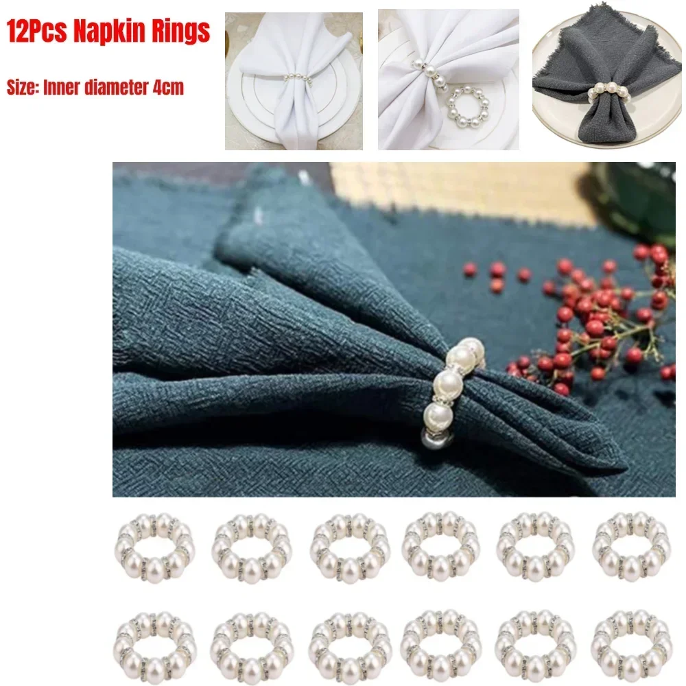 12PCS Napkin Rings Exquisite Decoration Napkin Holder Napkin Buckle For Hotel Parties Wedding Feast Dining Table