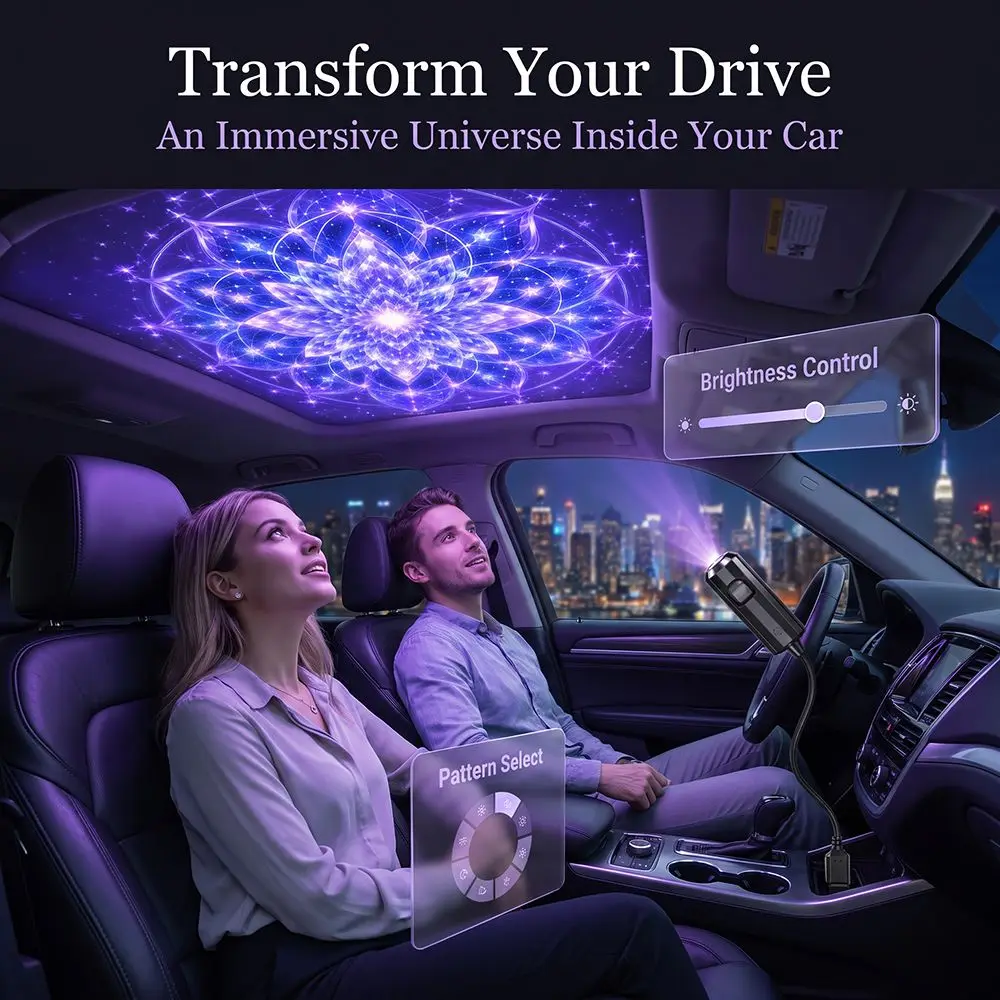 360 Degree Rotating Dreamy Starry Sky Projector Flexible Neck USB Powered Replacement Lamp Strip Interchangeable Slides USB