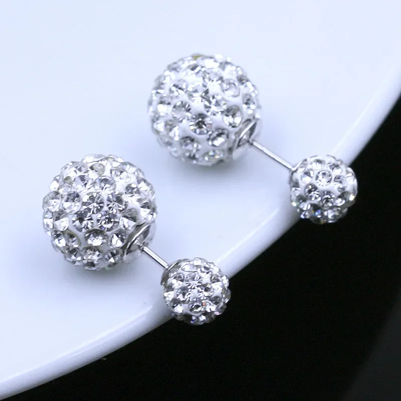 

Special Offer 925 Sterling Silver Classic Full Rhinestone Crystal Princess Ball Earrings Stud For Women Wholesale Jewelry Gifts