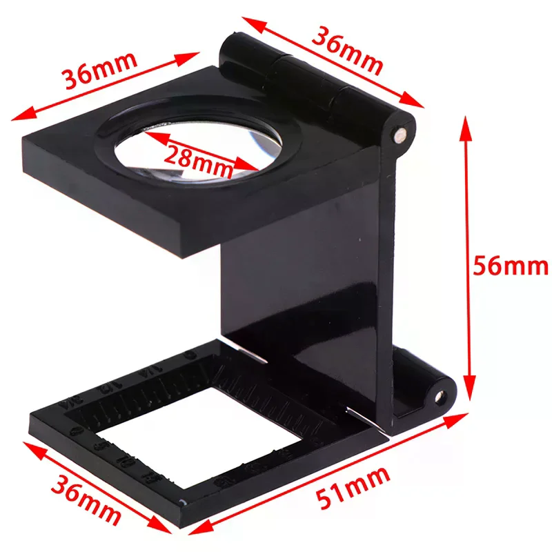 One Or 2pcs 10X 28mm Acrylic Lens Folding Magnifier Stand Loupe With Scale For Textile Optical Glass Tool