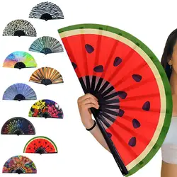 Portable Fan Stylish Folding Fans for Parties Festivals Performances Floral Leopard Starry Sky Rave Handheld Accessories