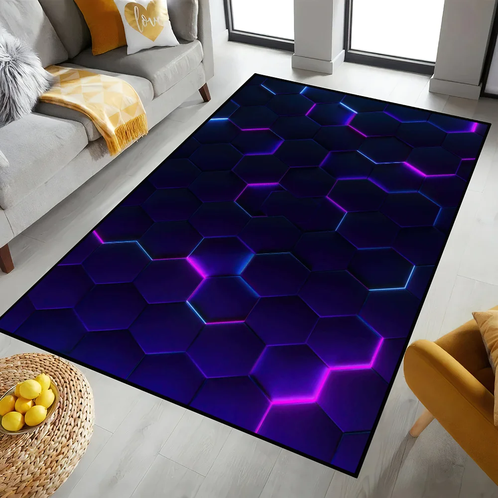 Anime Hexagonal Honeycomb Door Mat Entrance Non-slip Washable Kitchen Carpet Living Room Hallway Rug Bathroom Decoration