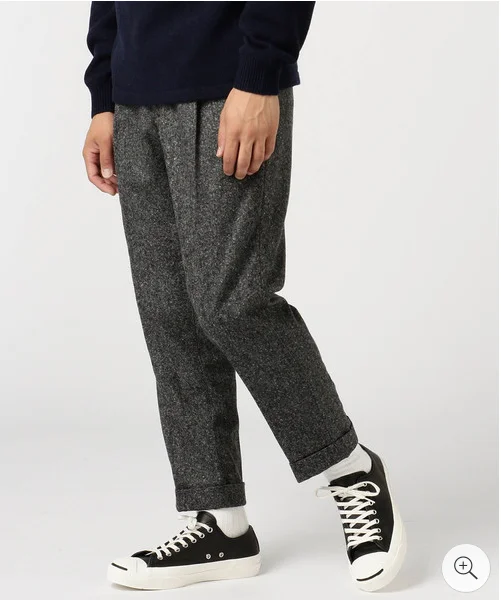 

plus Japanese Sle Conical Woolen Nine-Piece Pants Casual Turn-Up Slim Fit Busin Casual Trousers for Men