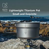Keith Titanium Pot Set Outdoor Bowls Hiking Camping 2-Piece Pan Cook Lightweight Nesting Cookware- 2.05 L  Ti6017  Backpacking