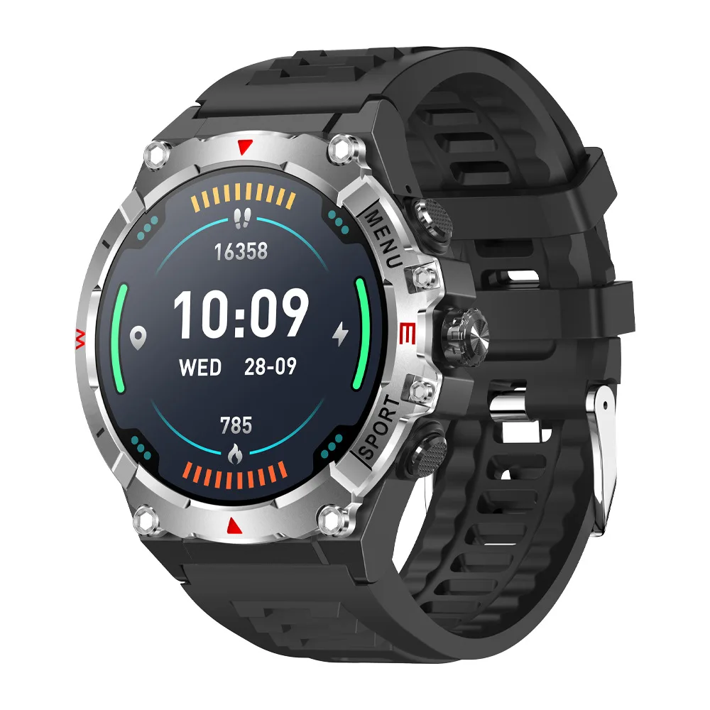 V76 Sport all'aria aperta GPS Smart Watch da uomo con bussola Schermo AMOLED HD da 1,43 pollici Chiamate BT Monitoraggio della salute Fitness Track Smartwatch