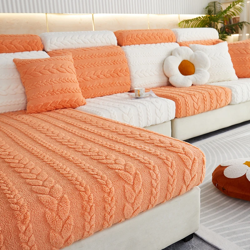 1pc Wheat Grain Pattern Stretch Sofa Seat Cover, Removable Elastic Couch Cushion Slipcover, Machine Washable Sofa Protector