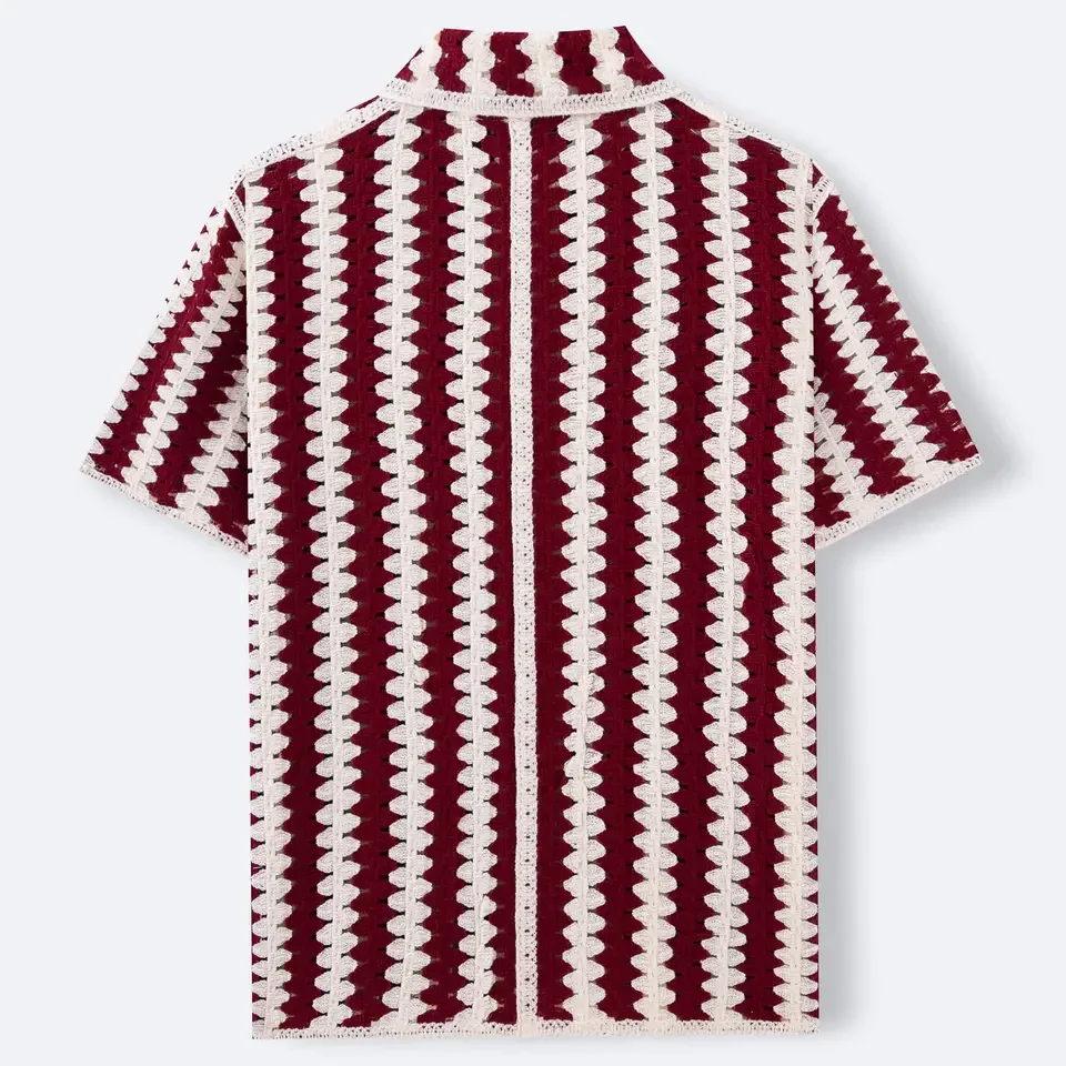 French Style Vintage New Fashion Men's Striped Color-coded Turn-down Collar Short Sleeve Shirts Male Casual Trendy Clothes Tops
