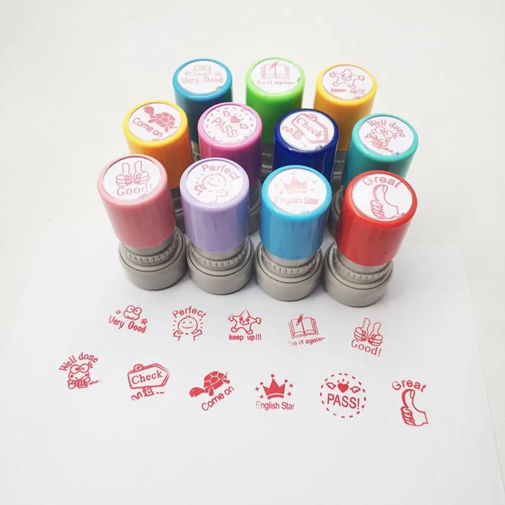 Cute Scrapbooking Decor Children Toy Stamps DIY Kids Gifts English Commentary Stamp Encouragement Seals Children