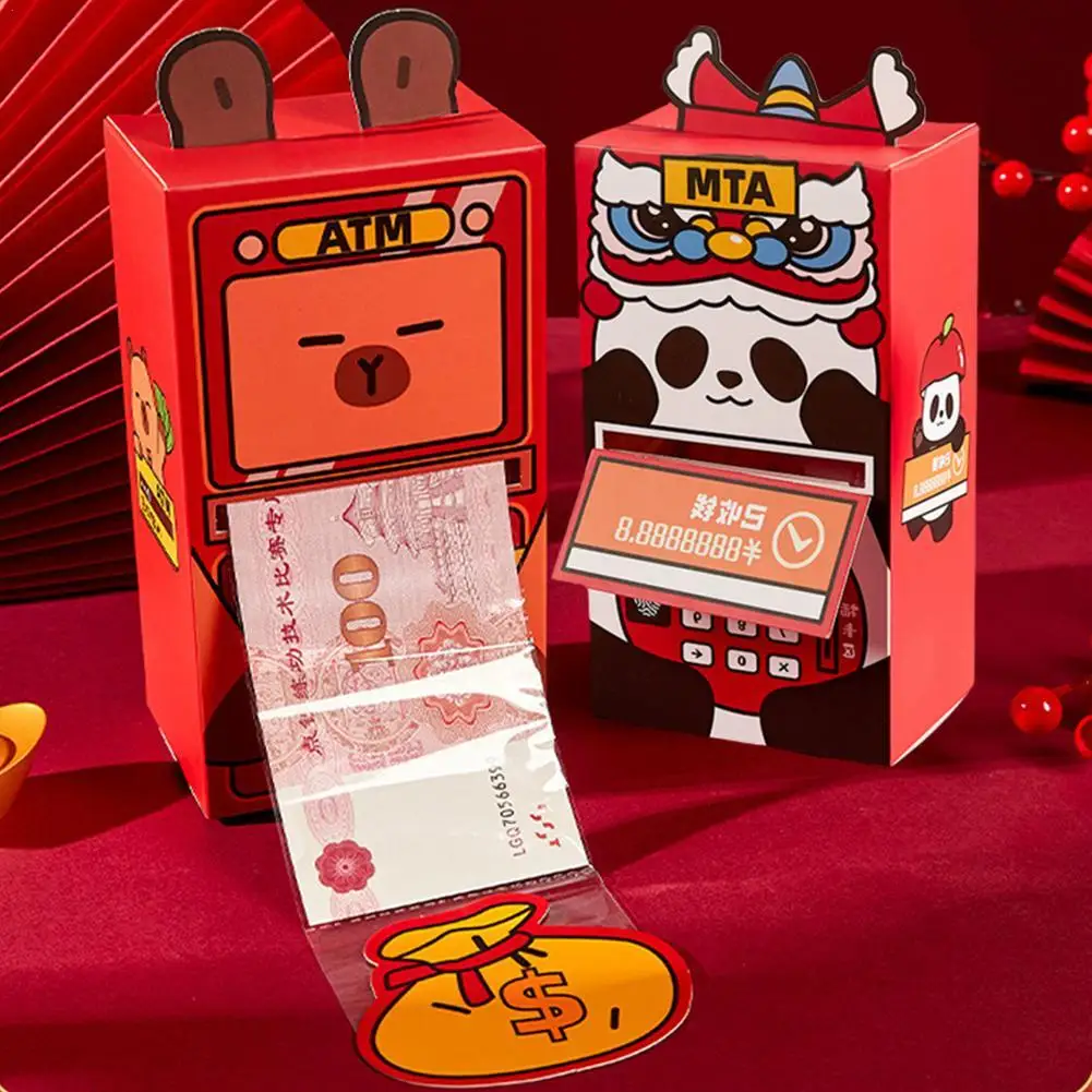 ATM Red Envelope For 2025 Snake Year Chinese New Year Red Envelopes Red Packet Cartoon Money Pouch Protection Supplies