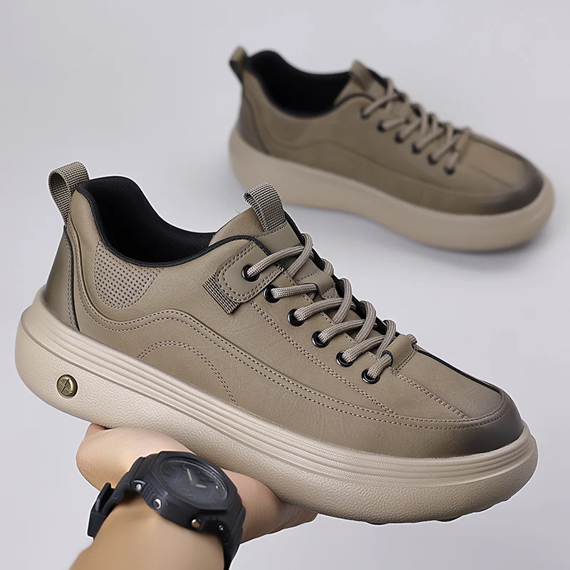 

Classic Men Sports Shoes New Trendy Male Treking Footwear Non-Slip Trainers Leather Mens Casual Shoes Outdoor Lace-Up Sneakers