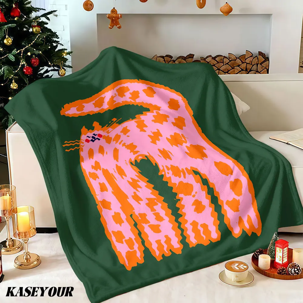 Playful Spotted Cat Winter Summer Flannel Blanket Throw Fleece Soft Fuzzy Plush Cozy Fleece Blankets for Sofa Ideal Gifts