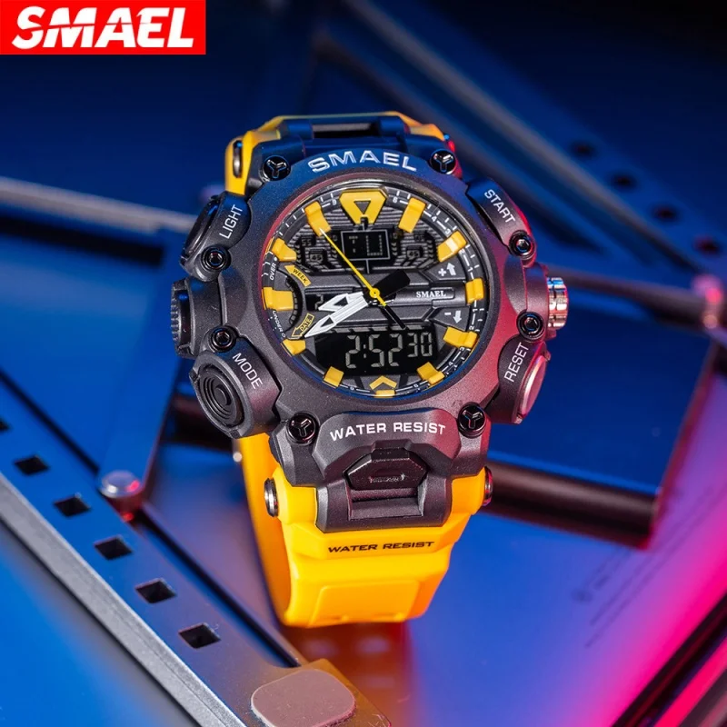 SMAEL 8053 relojes electrónicos de moda para hombres calendario luminoso Esfera Grande multifunción impermeable deportes al aire libre reloj de pulsera masculino