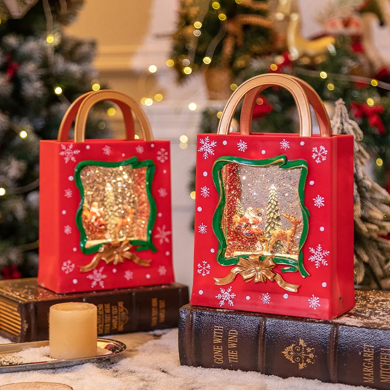 Christmas decorations, crystal ball music box, Christmas tote bag, snowfall music light, Christmas gift, small night light