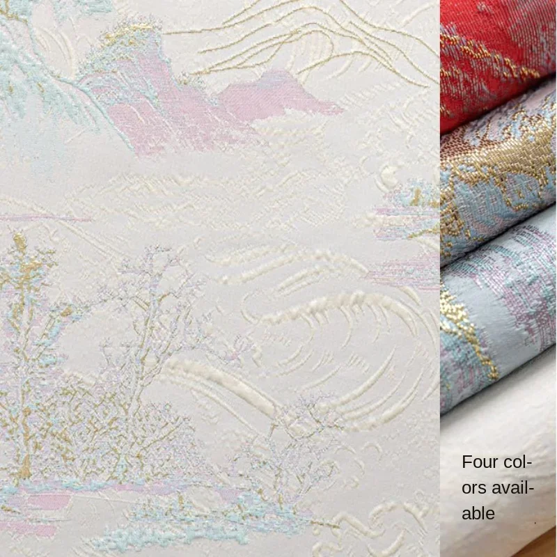 

Yarn-dyed Jacquard Fabric Chinese Style Mountain Ink Painting Clothing Hanfu Shirt Vest Case Bag Dress Diy for Sewing Cloth Soft