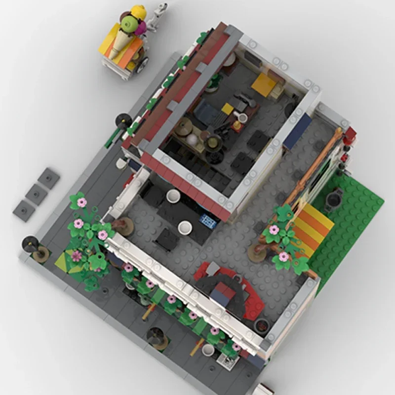 MOC Blocos de Construção Para Crianças, Modelo Street View, Chinatown Office, Tijolos Técnicos, Montagem DIY, Brinquedos De Construção, Presentes De Férias