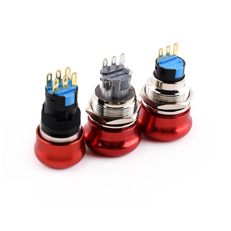 Emergency Stop Switch | Metal Small Mushroom Head | Waterproof | 16mm / 19mm / 22mm | Customizable Matching Buttons | Emergency