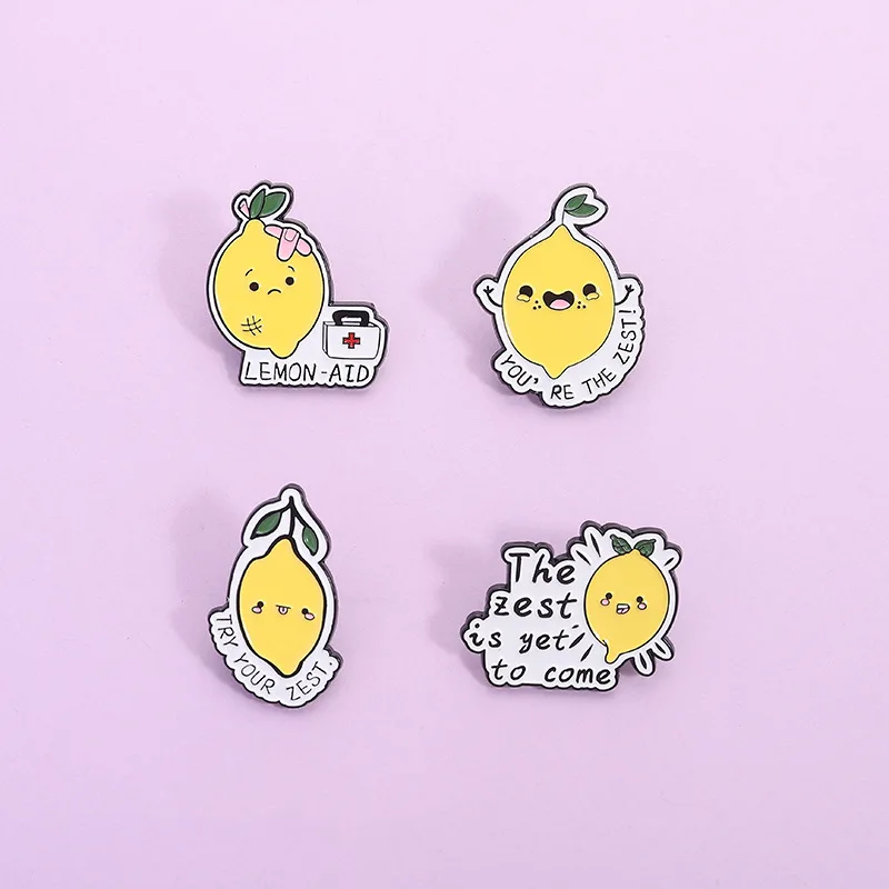 دبابيس الليمون الجميلة للنساء للجنسين المينا الأصفر الليمون الفواكه التلبيب دبوس ظهره الملابس شارات المجوهرات الكرتون #1