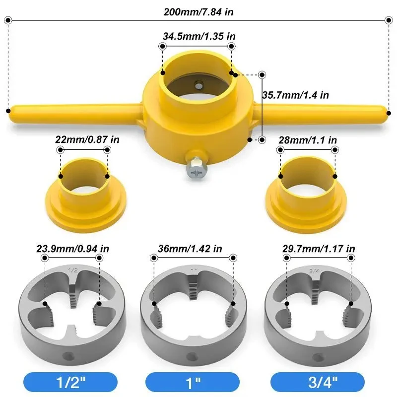 6PCS Plastic Pipe Thread Die Kit, 1/2\