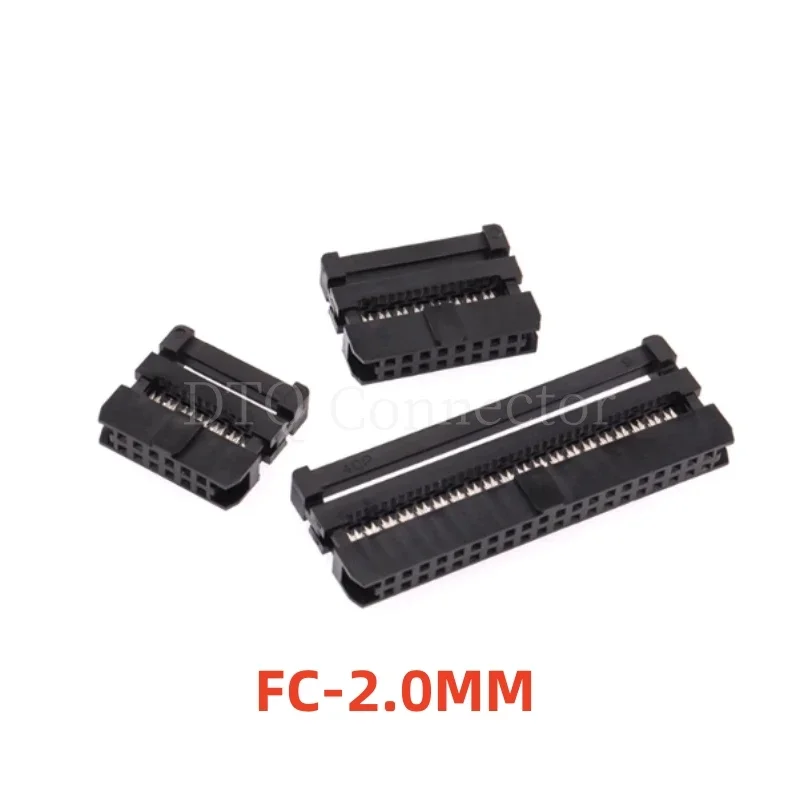 

10 шт., шаг 2 мм, 2,0 мм, FC 6/8/10/12/14/16/18/20/22/24/26/30/34/40/44/50/60-контактный разъем IDC с внутренней головкой для плоского кабеля 1 мм