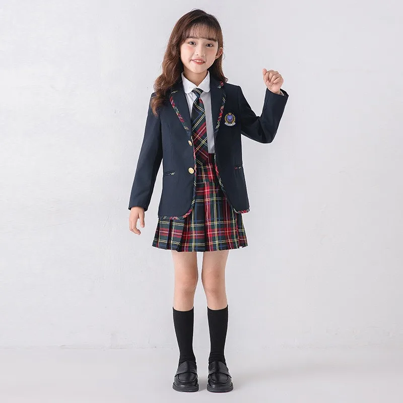 Vestito uniforme scolastica per bambini primavera e autunno vestito da scuola materna in stile britannico vestito da prestazione della scuola