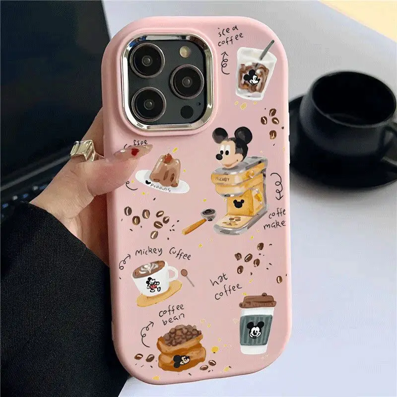 Disneys Mickeys Minnies Mouses Coffee Phone Case For iPhone 15 14 13 12 11 Pro Max XR XS MAX Y2K Cute Silica Gel Back Cover