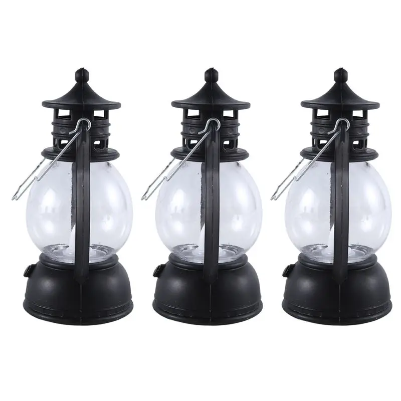 ABLQ 12 Pcs Mini Lantern Decorative Operated Lantern With LED Candle Hanging Candle Lanterns Battery Black