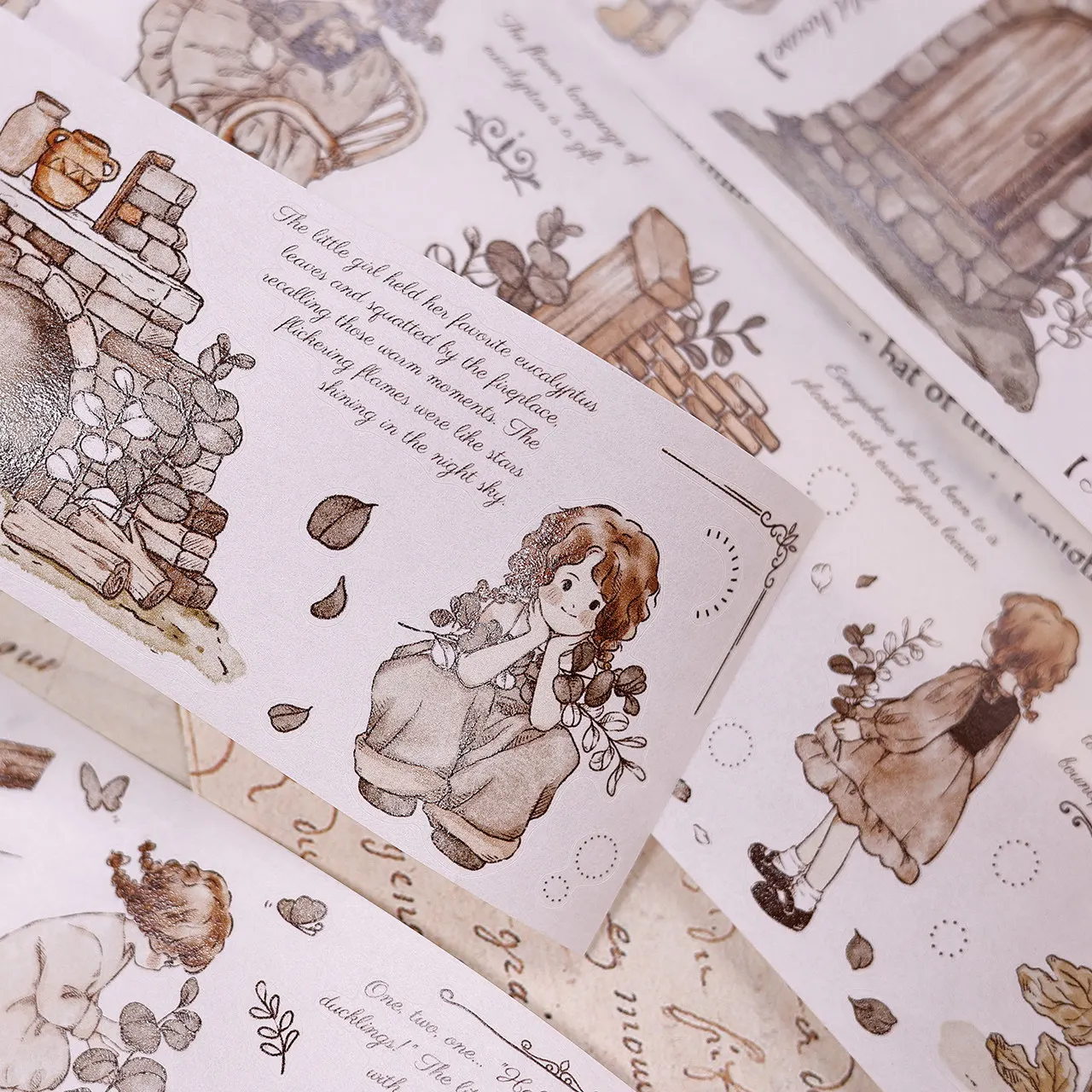 XBJ Salt Town Secret Words Light Retro Salt Girl Washi PET Die Cut journal Tape