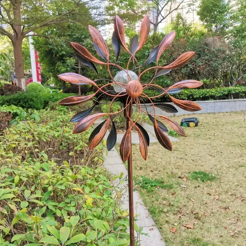Windmill Outdoor Art Decoration Leaf Metal Wind Chime Rotator
