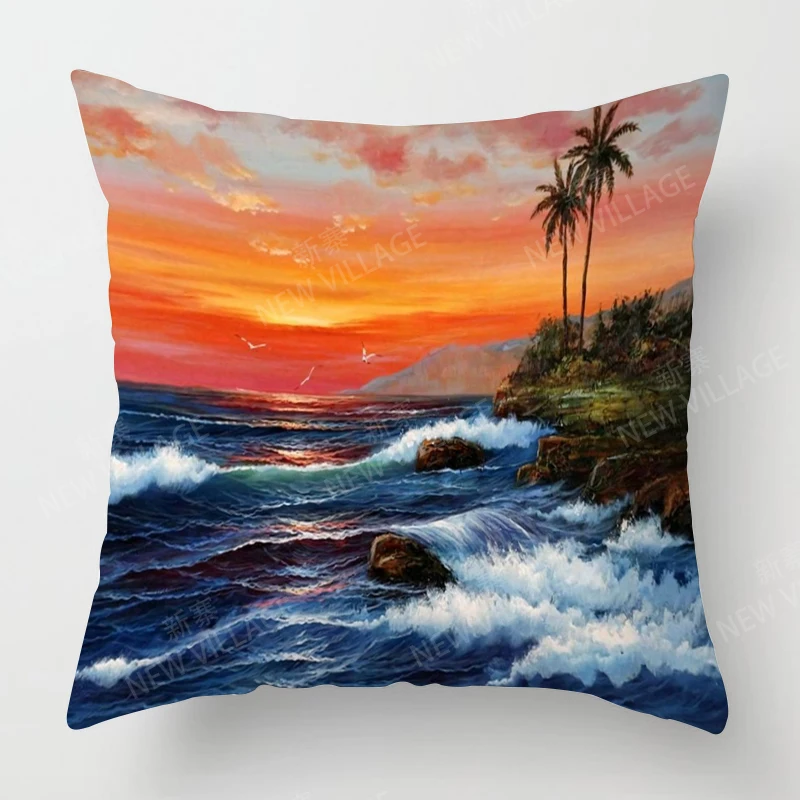 غير المؤطرة غرفة المعيشة المنزلي الديكور وسادة تغطي خمر النفط اللوحة نمط رمي وسادة غطاء 45*45 المخدة 40x40 سنتيمتر 50x50