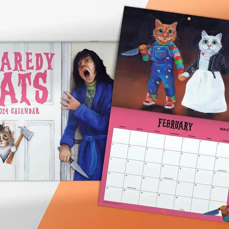 2024 Wall Calendar Scaredy Cats 2024 Monthly Calendar 12 Month Wall Monthly Calendar Hangable Daily Scheduler Flipping