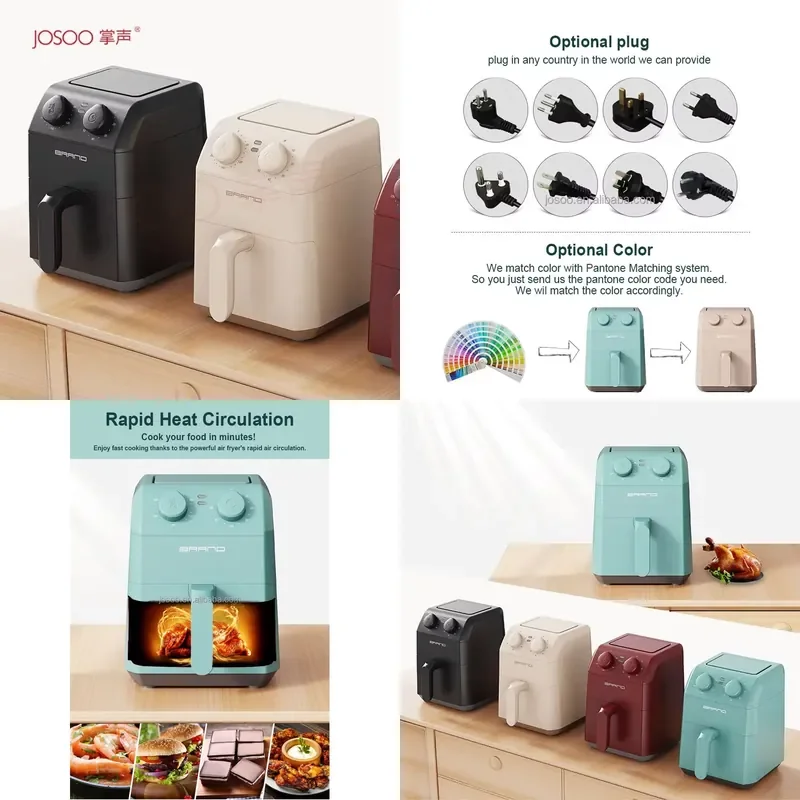 

【CHIMU HOME】 Mini Air Fryer 3 L Electric Plastic Square for Convenient Temperature Control 0% Oil Food Grade Coating Free