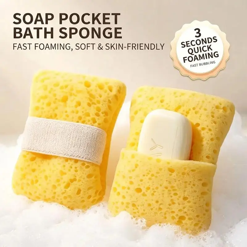 2Pcs Bath Sponge Ultra Soft Rich Foaming No Loose Fibers Body Scrubber Shower Exfoliating Tool Gentle Skin Care Multi Use