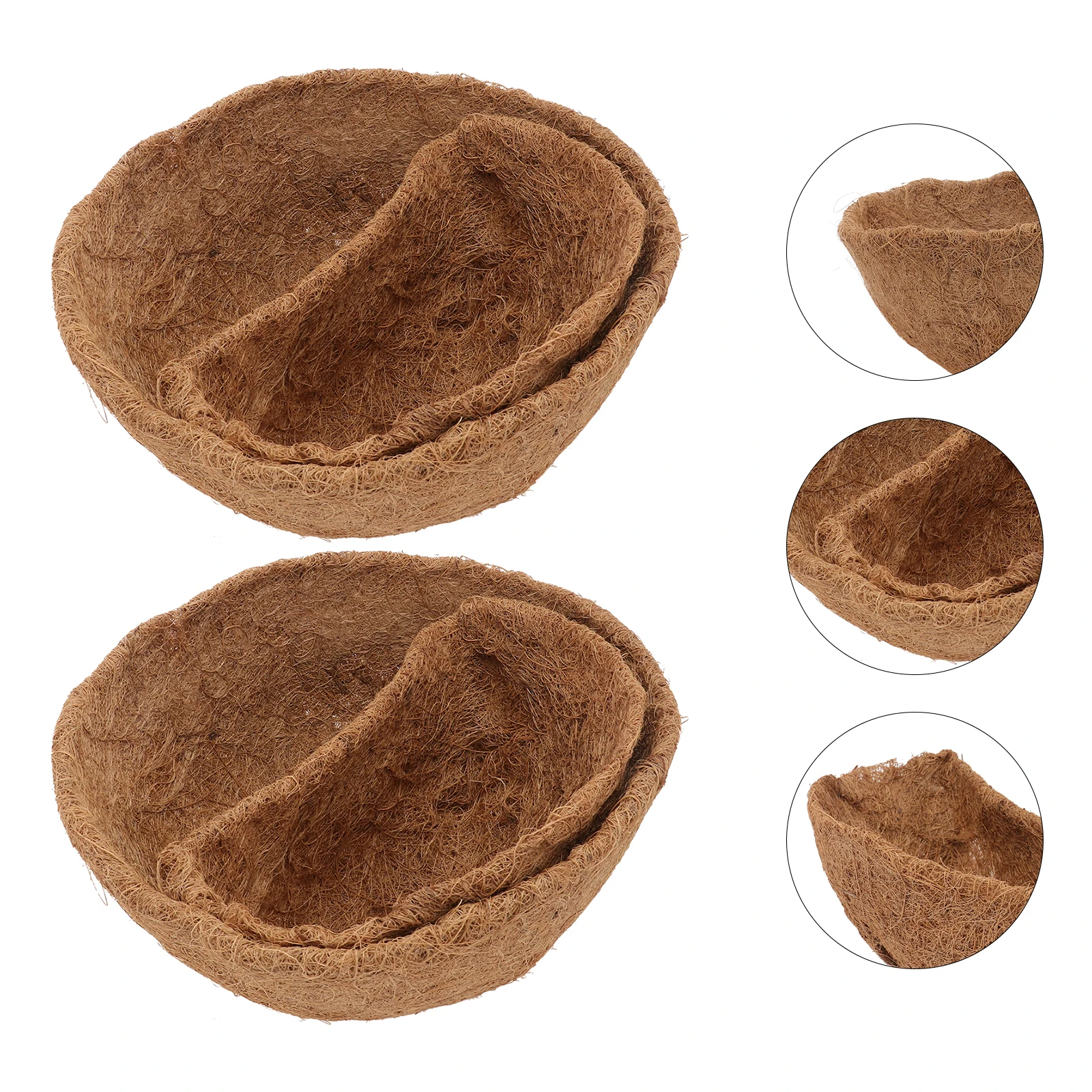 

4pcs Coconut Fiber Lining Flowerpot Pad Hanging Basket Liners Cushion Coir Gardening Mat Plant Pot Protector