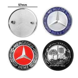 57mm Car Front Hood Emblem Badge Bonnet 2 Pins Decor Accessories For Mercedes Benz AMG W203 W206 W220 W205 W211 W212 W201 W210