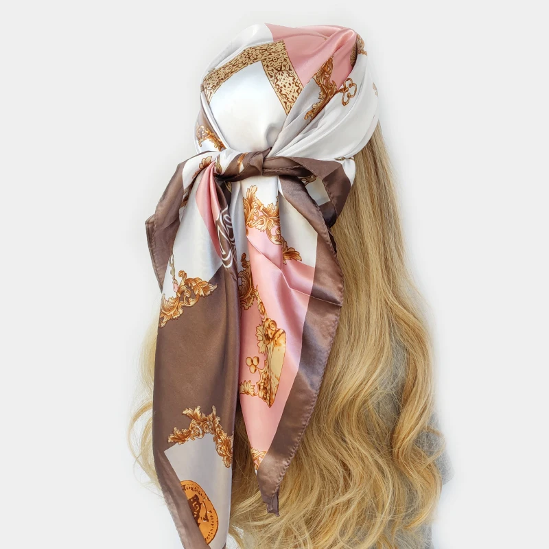 2022 Silk Shawl Square Scarf For Women Print Headband Foulard Satin Hijab Hair Bands Neckerchief Female Head Wraps Bandana