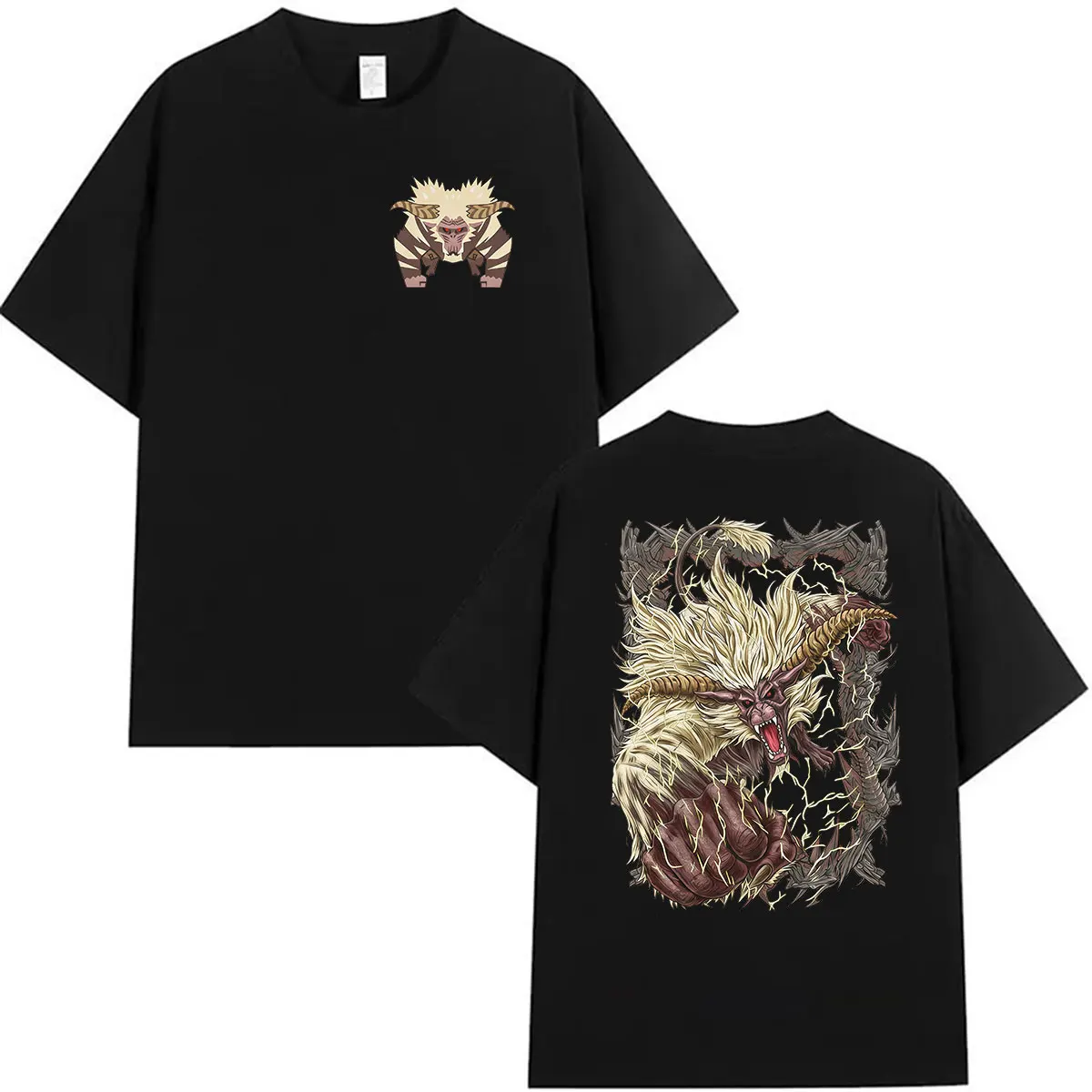2026 Game Monster Hunter Rajang The Golden Graphic T Shirt Men's Women Vintage Harajuku Oversized 100% Cotton T-shirt Streetwear