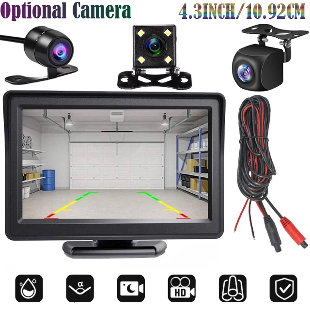 

4PIN 4.3inch Monitor Backup Camera Car Rear View Camera HD Display Full Set Parking Reverse System For Pickup Van RV Camper