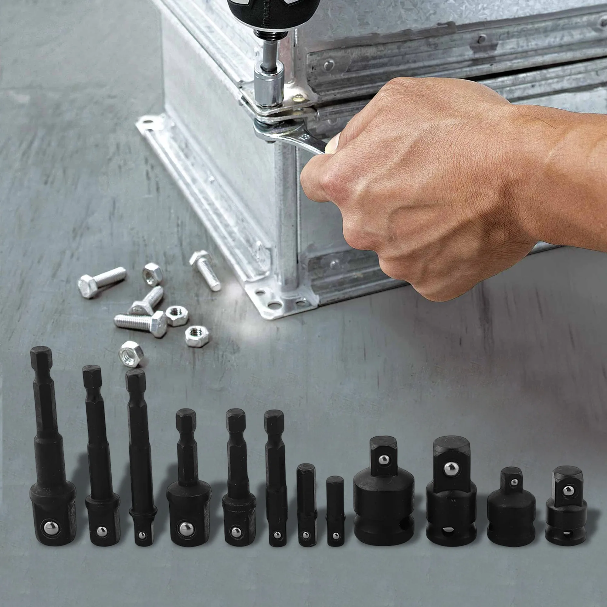 12pcs Adapter Kit Drill Socket Adapter DIY Projects 1 2 Inch 12pcs Drill Socket Adapter Set for access Hard To Reach Spaces