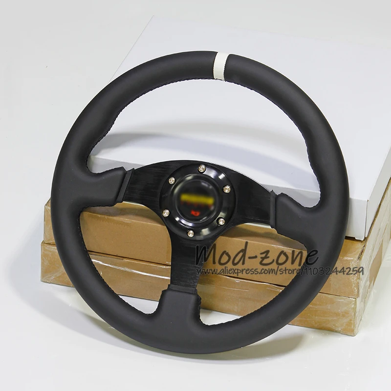 MM 13 Inch 330MM Flat Type Strong Spokes Tight Leather Wrapping Car Interior Accessories Modification Racing Steering Wheel