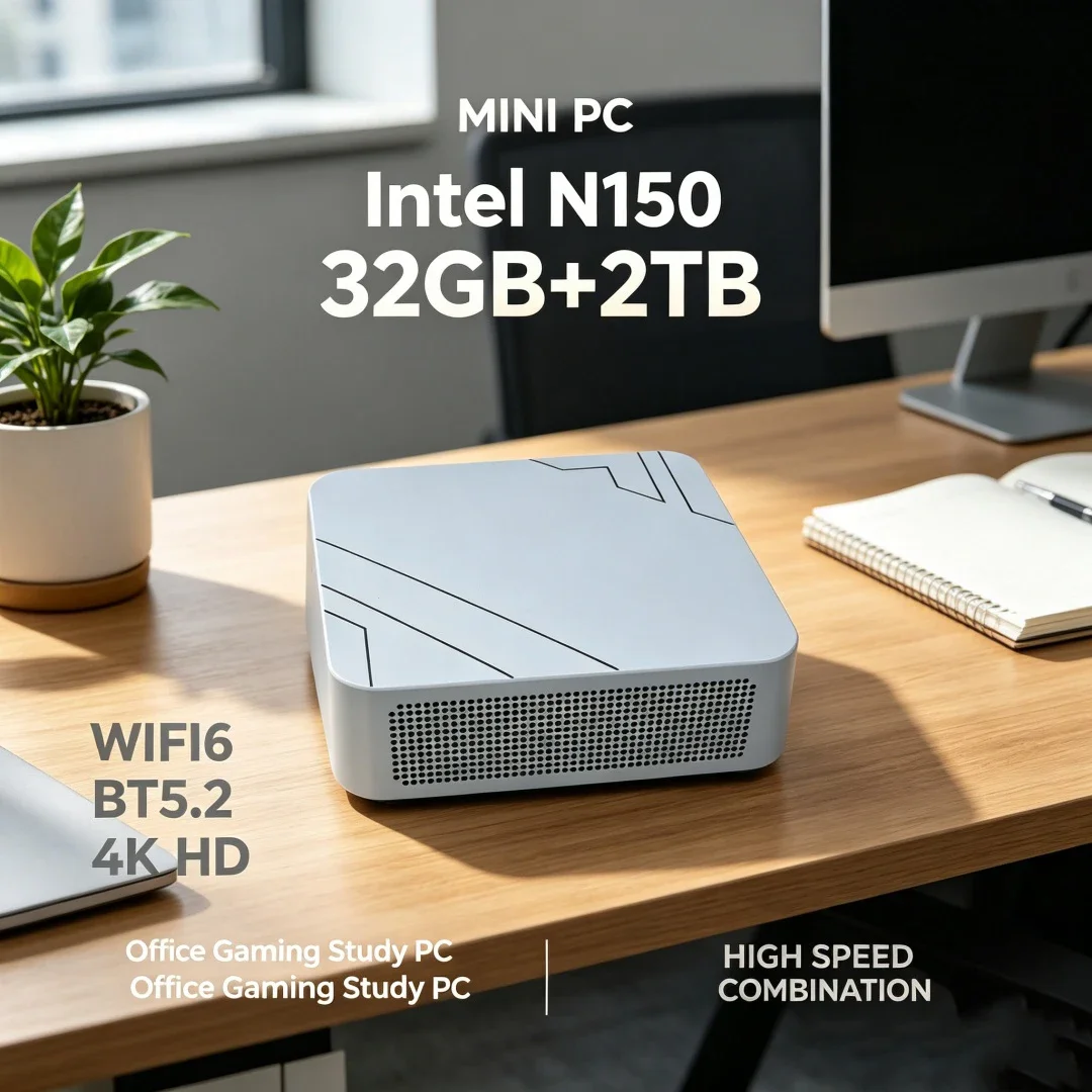 Mini PC Windows 11 Pro Intel Core N150 16GBRAM 1TB 2TB SSD PC Computer Dual WIFI6 BT5.2 4K Protable Gaming Computer PC