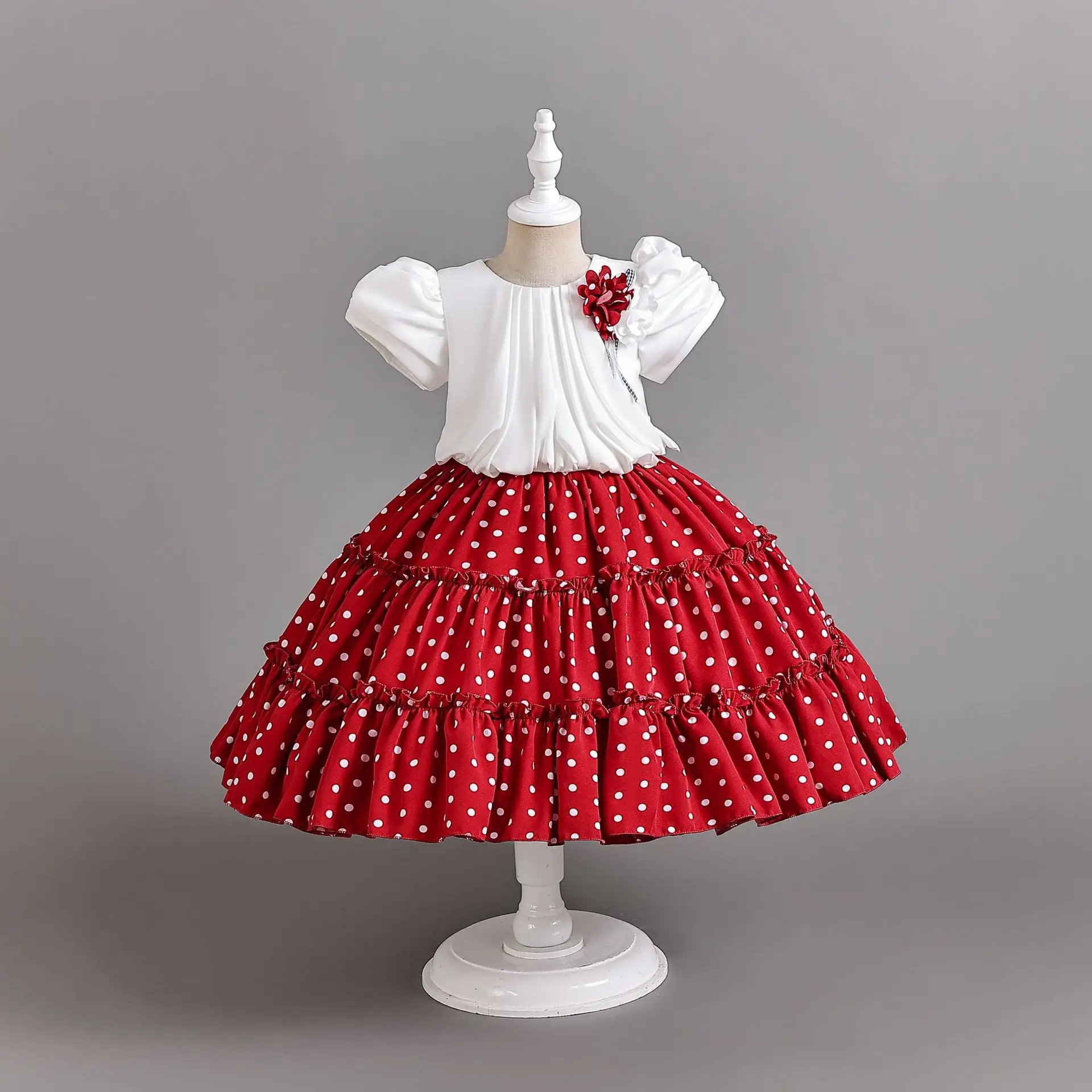 

Платье принцессы в горошек для маленьких девочек, детская одежда для девочек от 7 до 12 лет, детские пышные многослойные платья