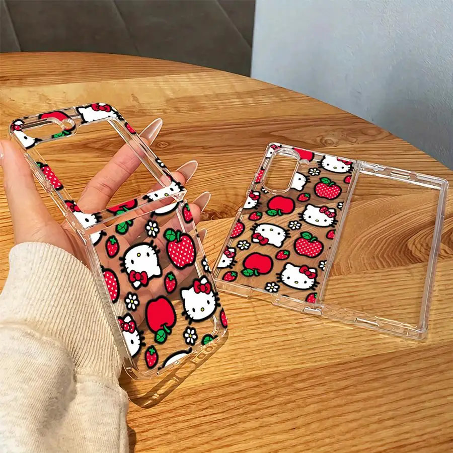 Transparent Soft Phone Cover Case for Samsung Galaxy Z Fold 8 Ultra Z Flip 6 5 4 3 Z Fold 7 6 5 4 3 ZFold8Ultra Sanrio Hello