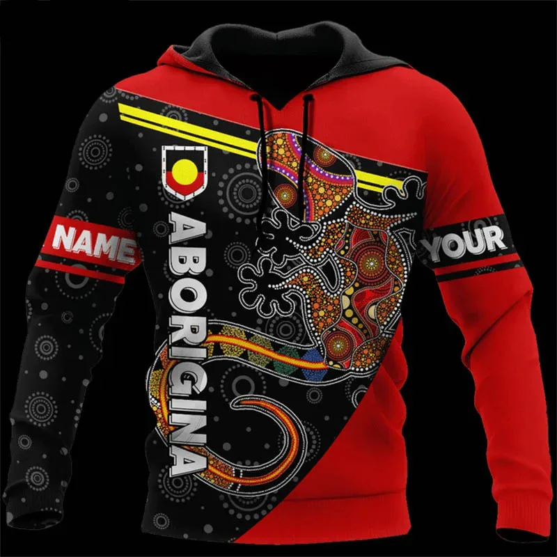 1 Piece Custom Your Picture Aboriginal Flag Totem Lizard Turtle Rock 3D Printed Hoodie New In Hoodies & Sweatshirts For Men Wome