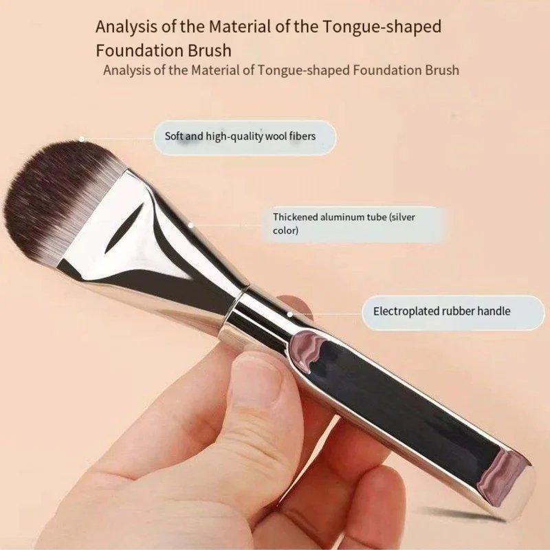 Ultra-Thin Tongue-Shaped Seamless Foundation Brush Flat Head Mask Brush Facial Makeup Applicator for Smooth Coverage
