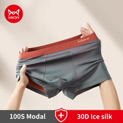 Miiow 3Pcs 100S Modal Heren Boxers Ondergoed Ijs Zijde Dubbelzijdig Nude Naadloze Man Boxershort Antibacteriële Onderbroek Heren