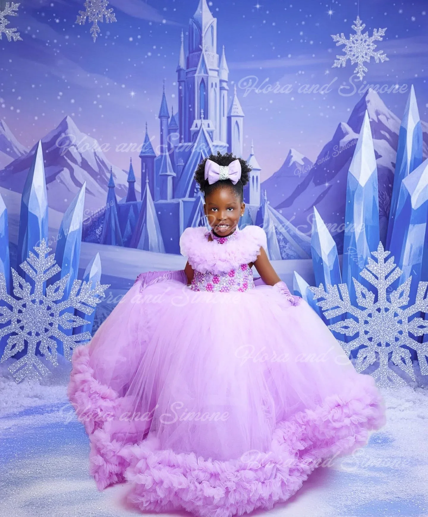 فستان فتاة الزهرة الأرجواني لحفلات الزفاف للأطفال الصغار فستان الأميرة المسابقة للأطفال مطرز تول فستاين سهرة/فساتين الحفلات حسب الطلب