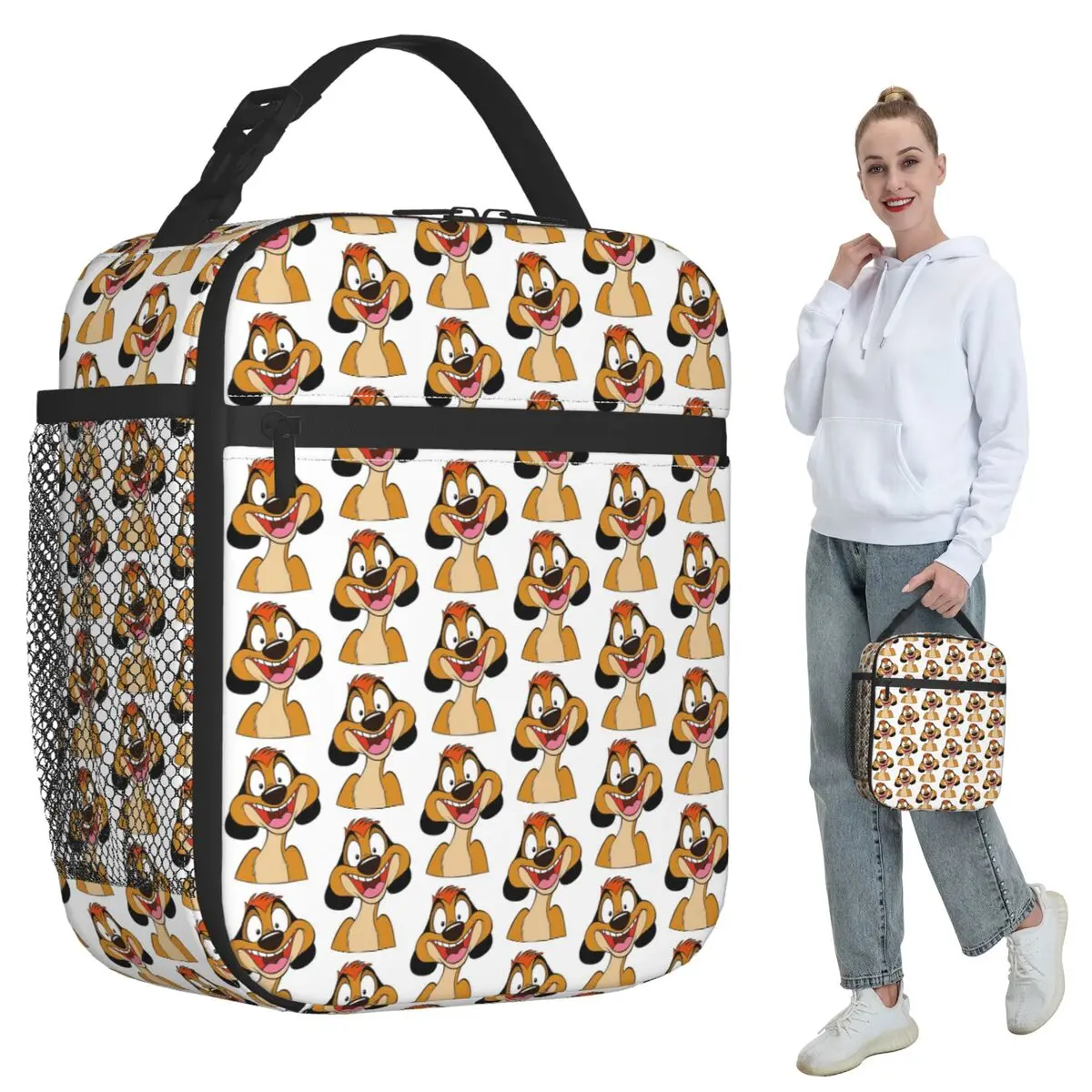 

Timon Cartoon Insulated Lunch Bag for Women Office Cooler Thermal Food Box Tote Portable Lunch Boxes Container