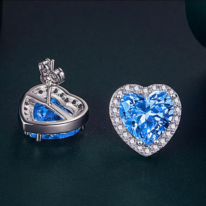 Shiny Love Heart Crystal Stud Earrings for Women Wedding Party Statement Earings Luxury Crystal Earings Ear Accessories Girls