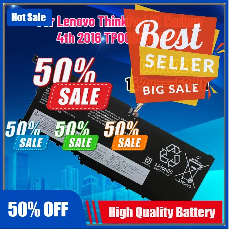 

New 17.4V 3290mAH 00HW028 SB10F46466 SB10F46467 Battery For Lenovo ThinkPad X1 Carbon 4th 2016 TP00076A/B/C
